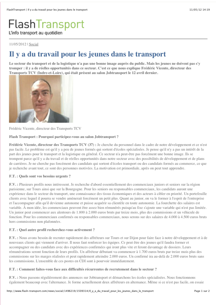 Le transport routier sur la bonne voie