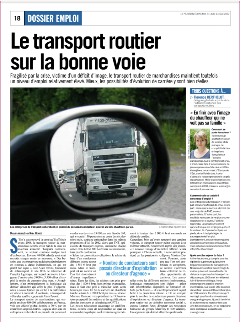 Le transport routier sur la bonne voie