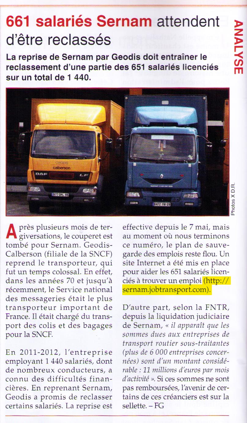 Les routiers - numéro 900 - 661 salariés Sernam attendent d'être reclassés